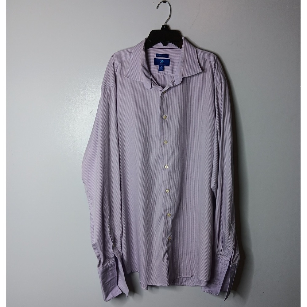 Egara Egyptian Cotton Dress Shirt Mens Tall Sz 18 36-37 Purple Non-Iron Slim Fit